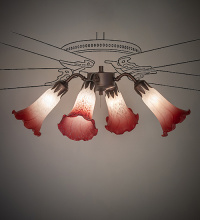 Meyda Blue 247651 - 19" Wide Pink/White Tiffany Pond Lily 4 Light Fan Light