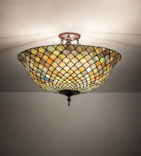 Meyda Blue 256191 - 24" Wide Tiffany Fishscale Flushmount