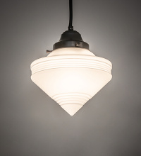 Meyda Blue 257313 - 8" Wide Revival Schoolhouse Deco Cone Globe Mini Pendant