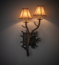 Meyda Blue 259431 - 12" Wide Pinewood 2 Light Right Wall Sconce