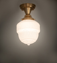 Meyda Blue 259699 - 8" Wide Revival Schoolhouse W/Rochelle Globe Semi-Flushmount