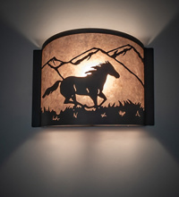 Meyda Blue 259844 - 12" Wide Running Horses Wall Sconce