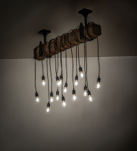 Meyda Blue 259859 - 48" Long Alva Wood Beam 15 Light Pendant