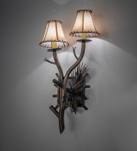 Meyda Blue 261117 - 12" Wide Pinewood 2 Light Right Wall Sconce