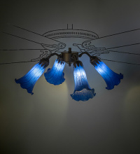 Meyda Blue 261505 - 19" Wide Blue Tiffany Pond Lily 4 Light Fan Light