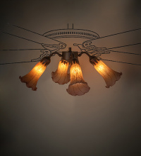 Meyda Blue 261506 - 19" Wide Amber/Purple Tiffany Pond Lily 4 Light Fan Light
