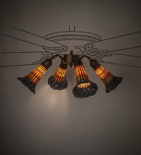 Meyda Blue 261515 - 19" Wide Stained Glass Pond Lily 4 Light Fan Light