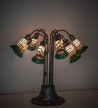 Meyda Blue 261668 - 24" High Stained Glass Pond Lily 10 Light Table Lamp