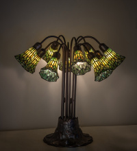 Meyda Blue 261670 - 24" High Stained Glass Pond Lily 10 Light Table Lamp