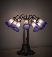 Meyda Blue 261674 - 24" High Blue/White Tiffany Pond Lily 10 Light Table Lamp