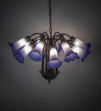 Meyda Blue 261736 - 24" Wide Blue/White Tiffany Pond Lily 12 Light Chandelier