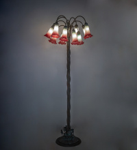 Meyda Blue 262109 - 61" High Pink/White Tiffany Pond Lily 12 Light Floor Lamp