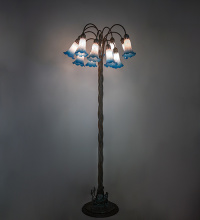 Meyda Blue 262119 - 61" High Pink/Blue Tiffany Pond Lily 12 Light Floor Lamp