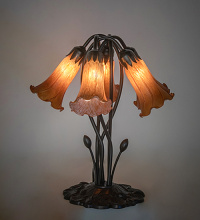 Meyda Blue 262218 - 16" High Amber Tiffany Pond Lily 5 Light Table Lamp