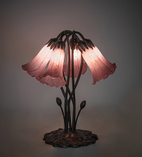 Meyda Blue 262224 - 16" High Lavender Tiffany Pond Lily 5 Light Table Lamp