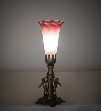 Meyda Blue 262934 - 11" High Pink/White Tiffany Pond Lily Maidens Mini Lamp