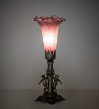 Meyda Blue 262937 - 11" High Lavender Tiffany Pond Lily Maidens Mini Lamp