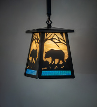 Meyda Blue 263409 - 7" Square Bear at Dawn Mini Pendant