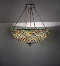 Meyda Blue 265944 - 24" Wide Tiffany Fishscale Inverted Semi-Flushmount