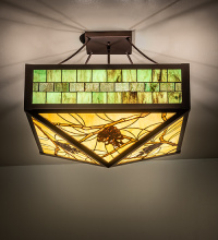 Meyda Blue 267792 - 23" Square Pinecone Ridge Semi-Flushmount