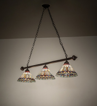 Meyda Blue 268382 - 52" Long Tiffany Jeweled Peacock 3 Light Island Pendant