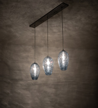 Meyda Blue 268619 - 44" Long Crackle Orb Mouth Blown 3 Light Island Pendant