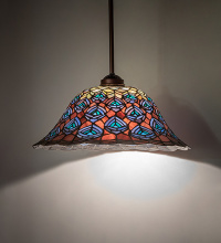 Meyda Blue 269829 - 16" Wide Tiffany Peacock Feather Pendant