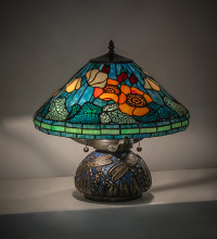 Meyda Blue 270666 - 17" High Tiffany Poppy Table Lamp