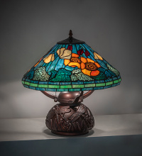 Meyda Blue 270673 - 17" High Tiffany Poppy Table Lamp