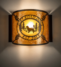 Meyda Blue 271583 - 12" Wide Personalized Dirt Road Dogs Wall Sconce