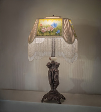 Meyda Blue 271953 - 28" High Reverse Painted Roses Table Lamp