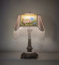 Meyda Blue 271964 - 21" High Reverse Painted Roses Table Lamp