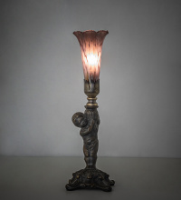 Meyda Blue 273024 - 12" High Purple Iridescent Pond Lily Cherub Mini Lamp