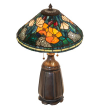 Meyda Blue 274040 - 16" Wide Tiffany California Poppy Table Lamp