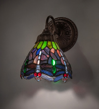 Meyda Blue 274150 - 7" Wide Tiffany Hanginghead Dragonfly Wall Sconce