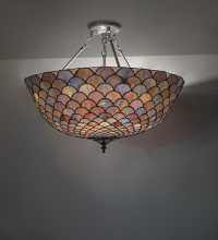 Meyda Blue 275981 - 24" Wide Tiffany Fishscale Inverted Semi-Flushmount