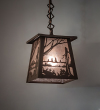 Meyda Blue 278667 - 7" Square Quiet Pond Mini Pendant