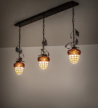 Meyda Blue 279698 - 48" Long Oak Leaf & Acorn 3 Light Oblong Island Pendant