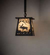 Meyda Blue 282331 - 7" Square Moose at Dawn Mini Pendant