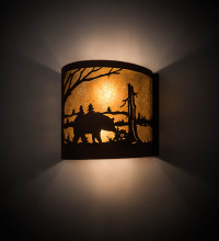 Meyda Blue 282456 - 15" Wide Bear at Lake Right Wall Sconce