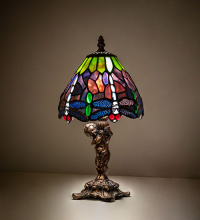 Meyda Blue 282758 - 13" High Tiffany Hanginghead Dragonfly Cherub Accent Lamp