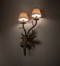 Meyda Blue 283595 - 12" Wide Pinewood 2 Light Right Wall Sconce