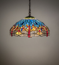 Meyda Blue 284548 - 18" Wide Tiffany Hanginghead Dragonfly Pendant