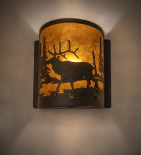 Meyda Blue 285258 - 8" Wide Elk at Lake Left Wall Sconce