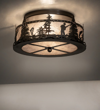 Meyda Blue 286603 - 16" Wide Fly Fishing Creek Flush Mount