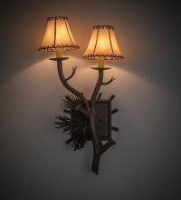 Meyda Blue 289505 - 12" Wide Pinewood 2 Light Left Wall Sconce