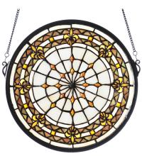 Meyda Blue 49839 - 13" Round Fleur-de-Lis Medallion Stained Glass Window