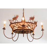 Meyda Blue 50040 - 35"W Elk on the Loose 5 Arm Chandelier