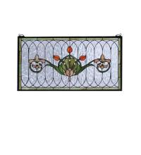 Meyda Blue 68019 - 26"W X 14"H Tulip & Fleurs Stained Glass Window