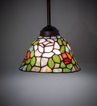 Meyda Blue 73413 - 8" Wide Tiffany Rosebush Mini Pendant